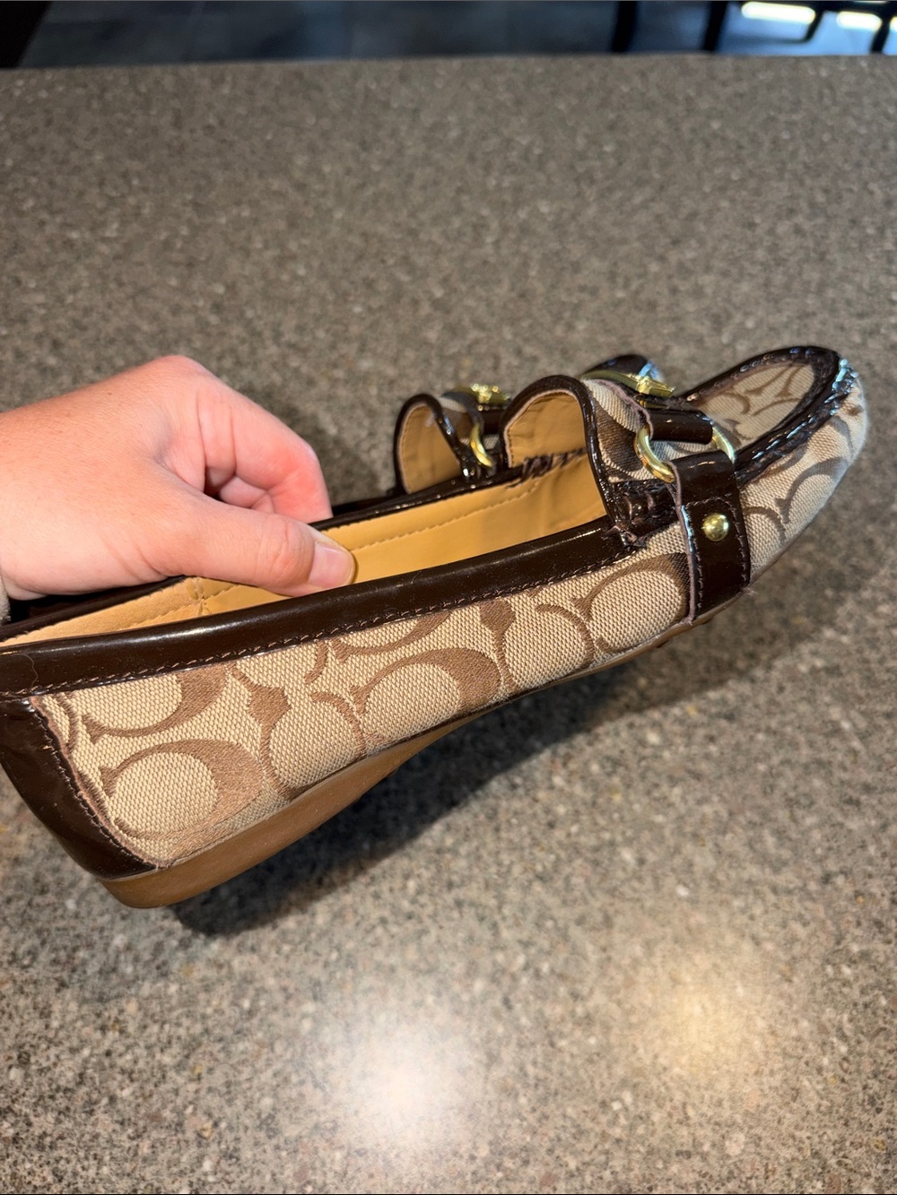 Coach Brown Signature Canvas Loafers with Dark Brown Trim - Picture 2 of 5